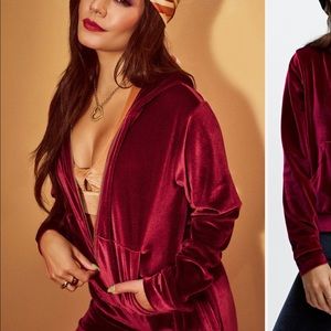 Cherry velour zip up